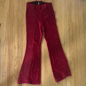 Free People Red Velvet Flare Pants